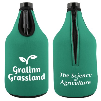 Foam teal zipper growler cover cooler custom imprinted.