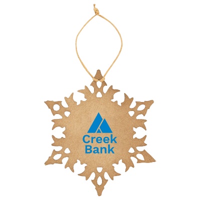 Brown wood ornament with a custom logo