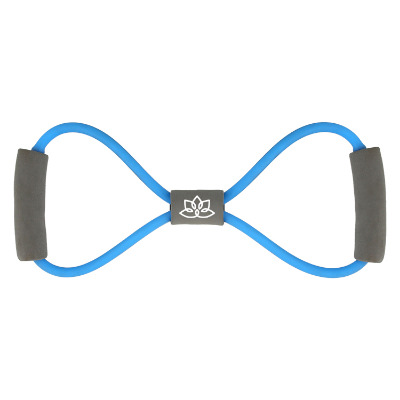 Silicone blue stretch band with custom imprint.