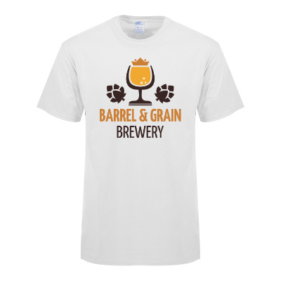 White tall cotton t-shirt with personalized full color imprint.