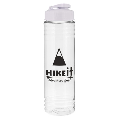Plastic clear sports bottle with flip lid and custom branding in 24 oz.