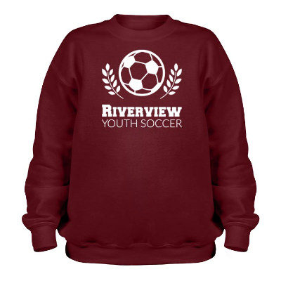 Custom maroon fleece crew with logo.