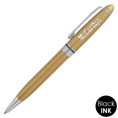 Custom engraved brass pen with chrome accents.