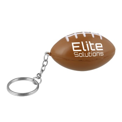 Brown foam stress ball with a custom logo.