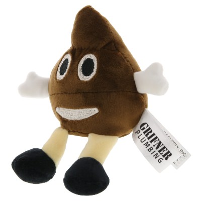 Brown foam stress ball with a branded imprint.