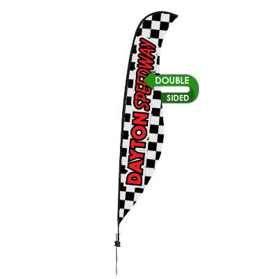 17-ft. double-sided stand-up flag with custom logo.