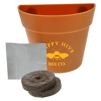Terra cotta plastic personalized planter kit.