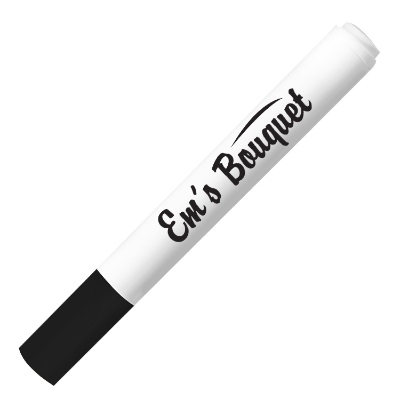Custom imprinted white barrel washable marker.