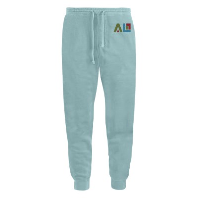 Custom full color imprint on pigment mint pants.