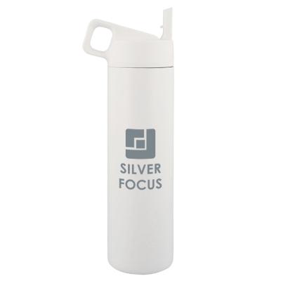 Stainless white bottle with custom logo.