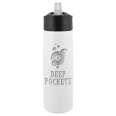 Stainless white bottle with engraved logo.