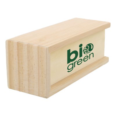 Three wooden puzzles in one box with custom imprint.