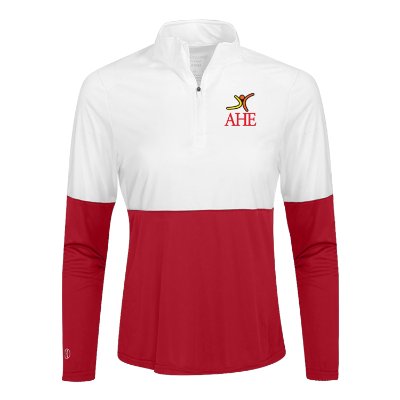 Full Color Personalized White and Red Quarter-Zip