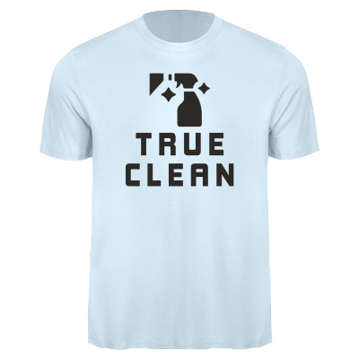 Custom blue ice t-shirt with logo.