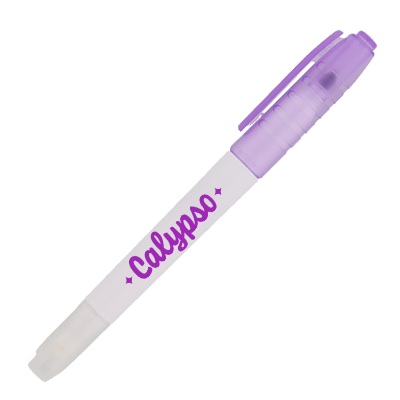 Plastic quick erase highlighter with branded logo.