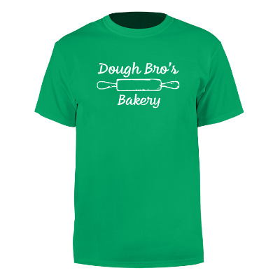 Custom kelly green cotton t-shirt with logo.