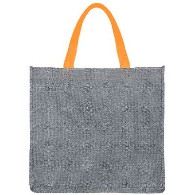 Polypropylene orange heathered tote bag blank.