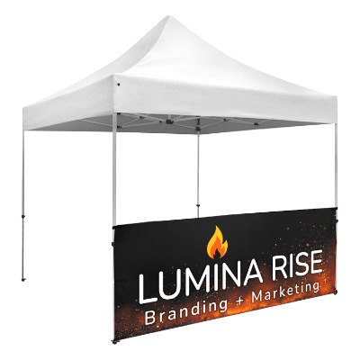 Full-color 10-ft. tent half wall with custom imprint.