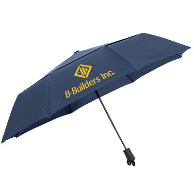 Navy recycled auto open umbrella personalized logo.