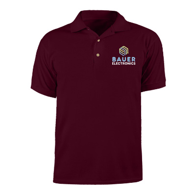 Custom maroon sports printed t-shirt.