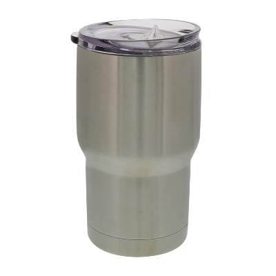 Blank stainless tumbler with lid.