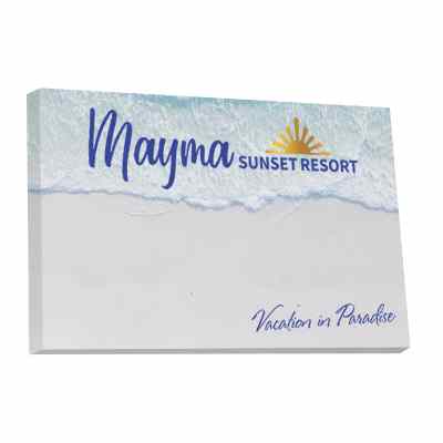 Souvenir sticky note 5x3 inch pad with full color imprint.