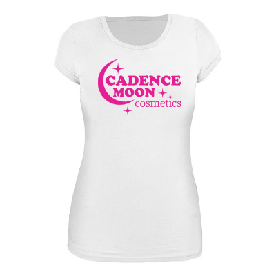 White imprinted custom short sleeve shirt.