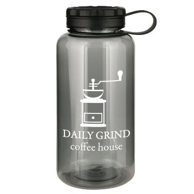 Graphite plastic bottle with custom imprint.