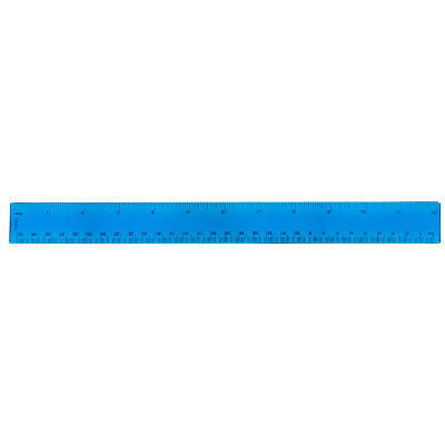 Bendable 12 inch translucent blue ruler.