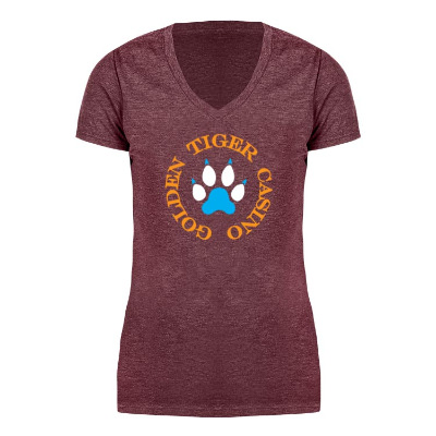 Maroon full color personalized short sleeve shirt.