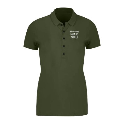 Townsend green women's polo with custom logo.