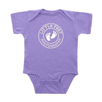 Custom lavender bodysuit with imprint.
