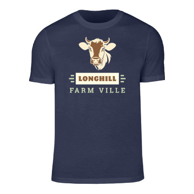 Customizable strong navy t-shirt with full color logo.