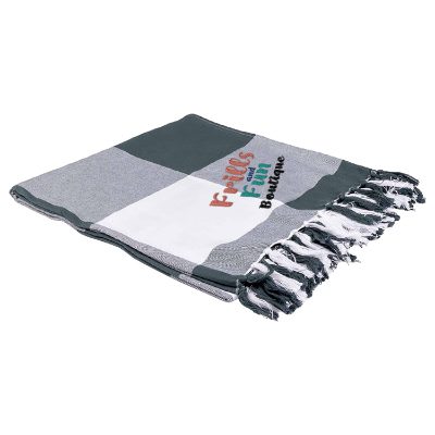 Embroidered charcoal throw blanket with custom logo