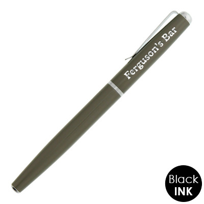 Cap off brass rollerball pen with custom engraved logo.