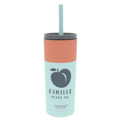 Pastel Teal tumbler with custom logo.