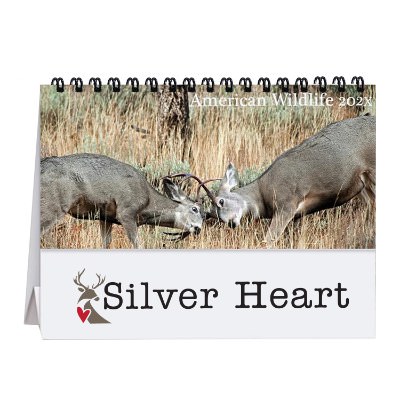 Tent desk calendar with photos of assorted American native wildlife with personalized full color imprint.