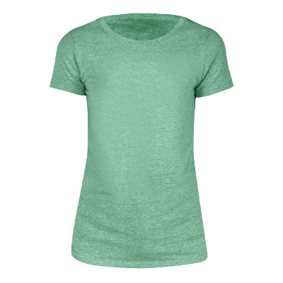 Plain ladies' green tri-blend t-shirt.