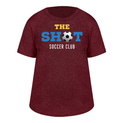 Youth vino red tee with custom full color logo.