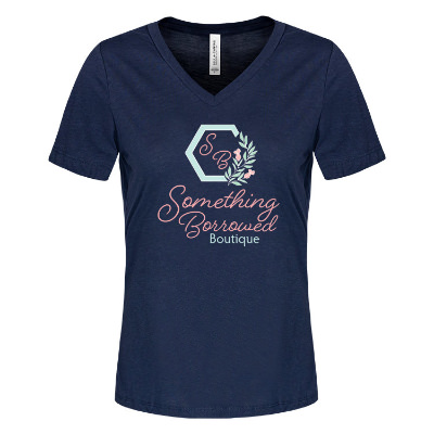 Solid navy triblend tee with custom full color logo.