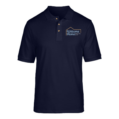 Custom navy full color cotton short-sleeve polo