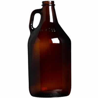 Glass amber brown growler blank in 64 ounces.