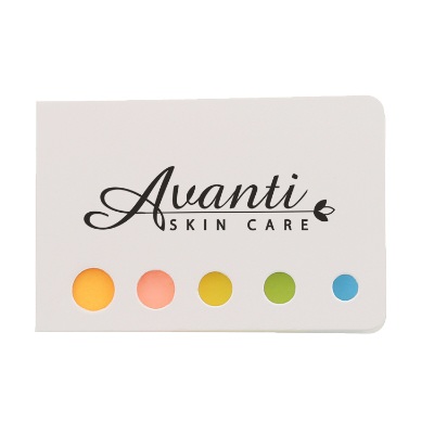 Paper white pocket neon sticky flags with personal logo.