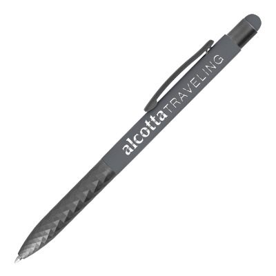 Light gray aluminum pen with a custom imprint.