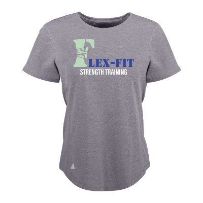 Power red heather women's t-shirt with custom full color logo.