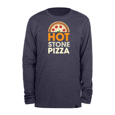 Custom full color true navy heather long sleeve tee.
