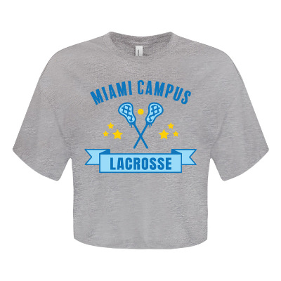 Athletic heather crop tee with custom full color imprint.