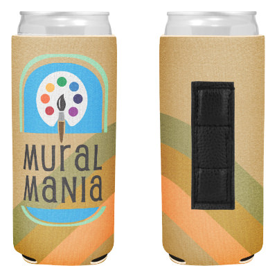 Boho slim can cooler with custom full color imprint.