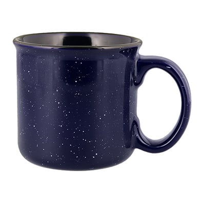 Ceramic blue coffee mug blank with c-handle in 13 ounces.