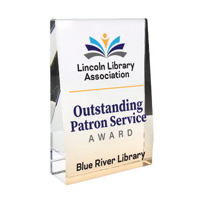 Crystal award with custom full color imprint.